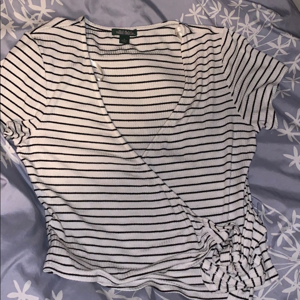 Striped Cross Body Blouse